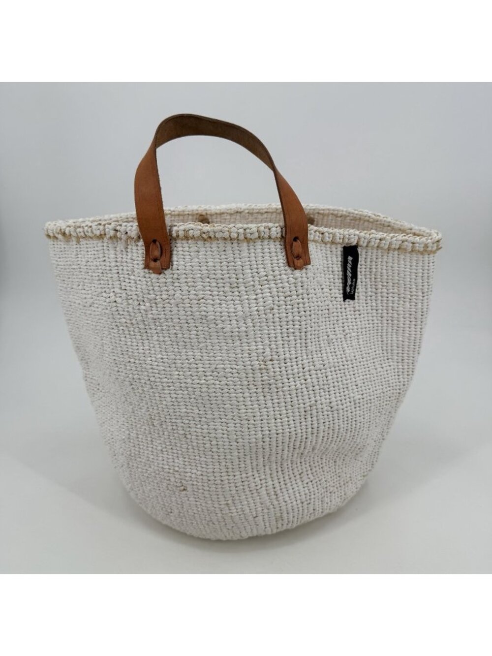 Mifuko Handmade Kiondo Sisal Market Basket Bag (L) Natural & Light Beige